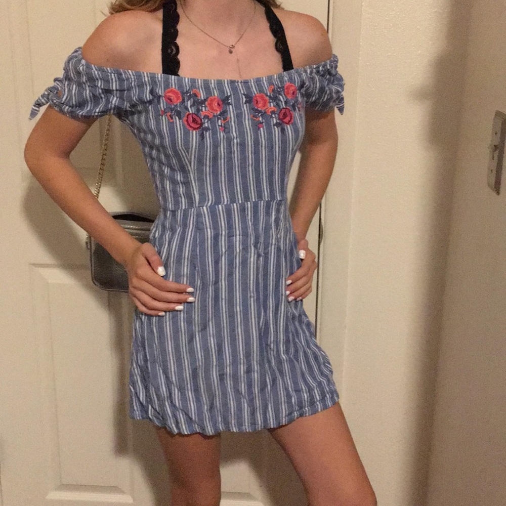 Off the shoulder stripped dress